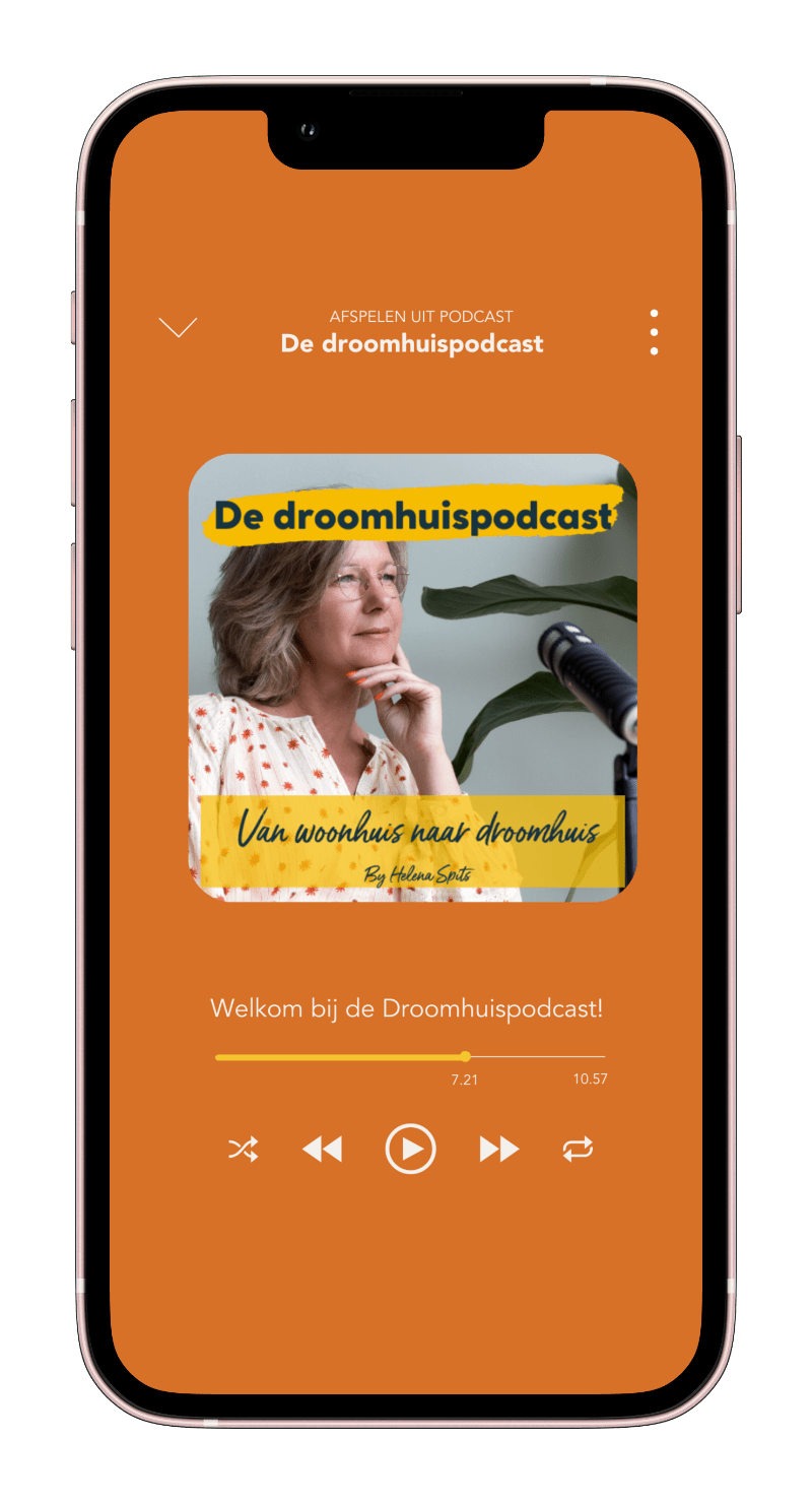 Droomhuispodcast Helena Spits Podcast Welkom mock up smart phone